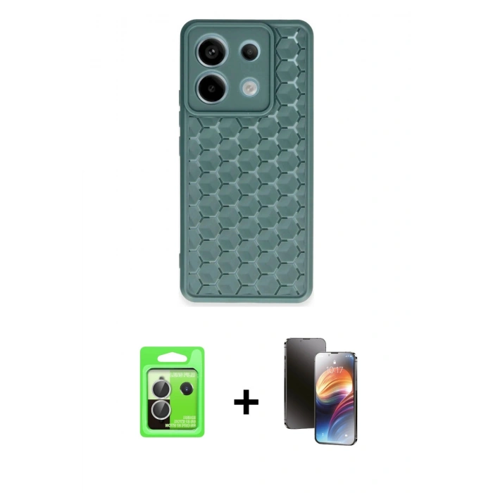 MARSİLYAN™- Redmi Note 13 Pro 5G Kılıf Zirve Form - Siyah 3D Antistatik Mat Seramik Nano Ekran Koruyucu + Raze Metal Kamera Lens - GS