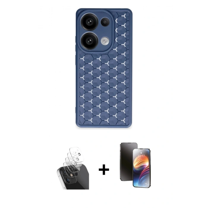 MARSİLYAN™- Redmi Note 13 Pro 5G Kılıf Zirve Form - Siyah 3D Antistatik Mat Seramik Nano Ekran Koruyucu + Kamera Lens Koruma Cam - SF