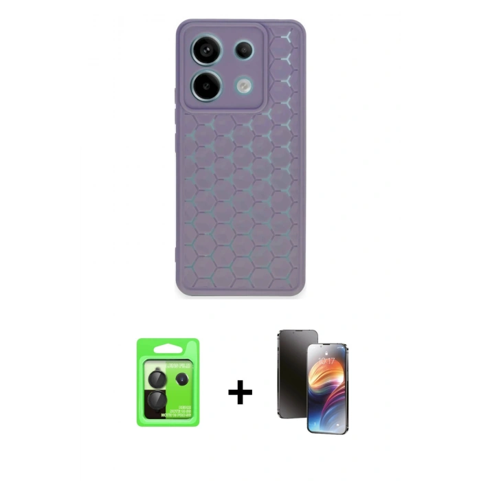 MARSİLYAN™- Redmi Note 13 Pro 5G Kılıf Zirve Form - Siyah 3D Antistatik Mat Seramik Nano Ekran Koruyucu + Raze Metal Kamera Lens - SH