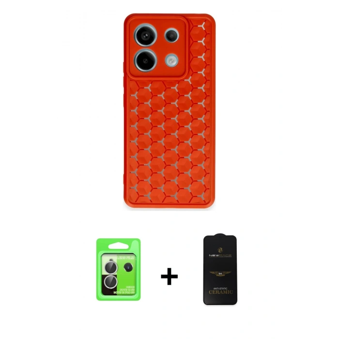 MARSİLYAN™- Redmi Note 13 Pro 5G Kılıf Zirve Form - Siyah 6D Antistatik Mat Seramik Hayalet Nano Ekran Koruyucu + Raze Metal Kamera Lens - GS