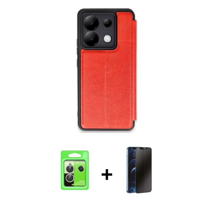 MARSİLYAN™- Redmi Note 13 Pro 5G Kılıf Zirve Yansıma Serisi - Siyah 3D Antistatik Hayalet Cam Ekran Koruyucu + Raze Metal Kamera Lens - GS