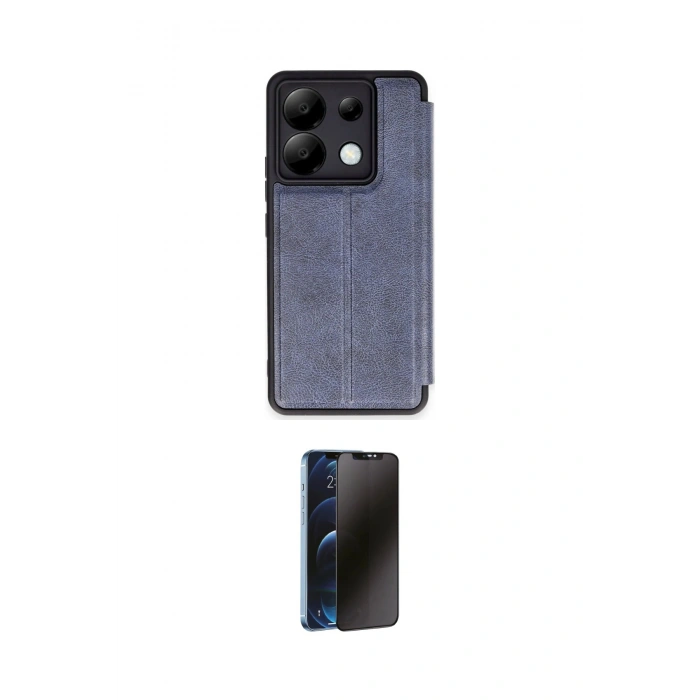 MARSİLYAN™- Redmi Note 13 Pro 5G Kılıf Zirve Yansıma Serisi - Siyah 3D Antistatik Hayalet Cam Ekran Koruyucu