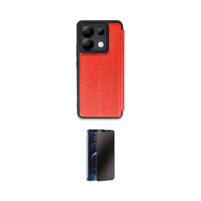 MARSİLYAN™- Redmi Note 13 Pro 5G Kılıf Zirve Yansıma Serisi - Siyah 3D Antistatik Hayalet Cam Ekran Koruyucu