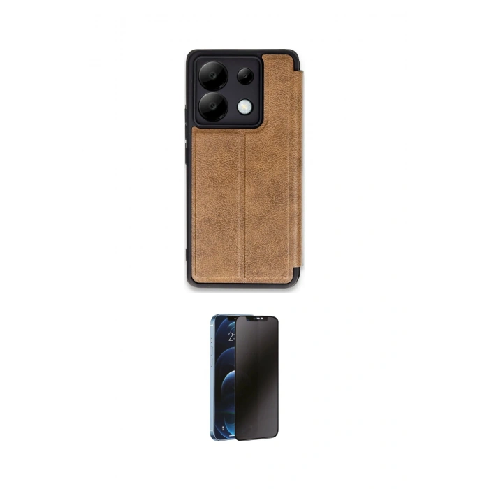 MARSİLYAN™- Redmi Note 13 Pro 5G Kılıf Zirve Yansıma Serisi - Siyah 3D Antistatik Hayalet Cam Ekran Koruyucu