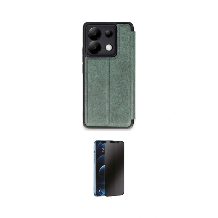 MARSİLYAN™- Redmi Note 13 Pro 5G Kılıf Zirve Yansıma Serisi - Siyah 3D Antistatik Hayalet Cam Ekran Koruyucu