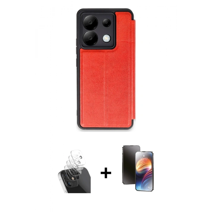 MARSİLYAN™- Redmi Note 13 Pro 5G Kılıf Zirve Yansıma Serisi - Siyah 3D Antistatik Mat Seramik Nano Ekran Koruyucu + Kamera Lens Koruma Cam - SF