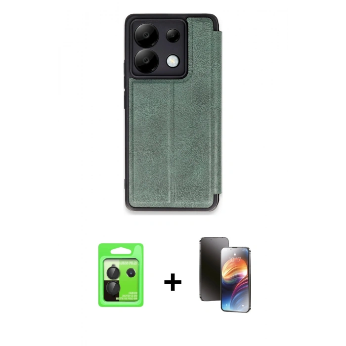 MARSİLYAN™- Redmi Note 13 Pro 5G Kılıf Zirve Yansıma Serisi - Siyah 3D Antistatik Mat Seramik Nano Ekran Koruyucu + Raze Metal Kamera Lens - SH