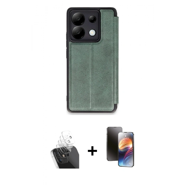 MARSİLYAN™- Redmi Note 13 Pro 5G Kılıf Zirve Yansıma Serisi - Siyah 3D Antistatik Mat Seramik Nano Ekran Koruyucu + Kamera Lens Koruma Cam - SF