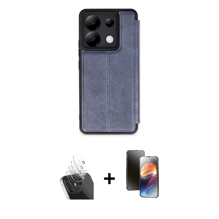 MARSİLYAN™- Redmi Note 13 Pro 5G Kılıf Zirve Yansıma Serisi - Siyah 3D Antistatik Mat Seramik Nano Ekran Koruyucu + Kamera Lens Koruma Cam - SF