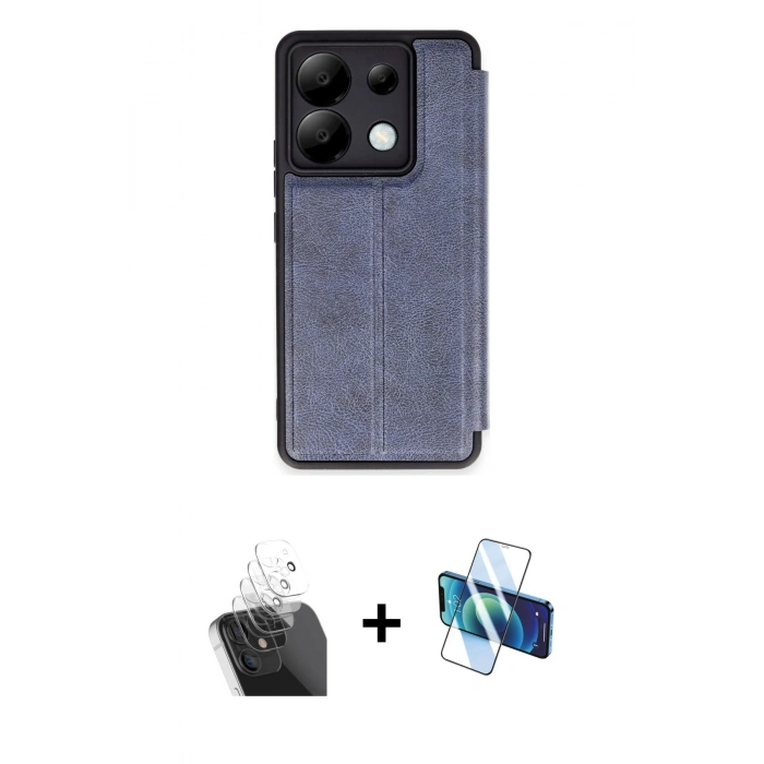 MARSİLYAN™- Redmi Note 13 Pro 5G Kılıf Zirve Yansıma Serisi - Siyah 3D Antistatik Seramik Nano Ekran Koruyucu + Şeffaf Kamera Lens Koruma Cam