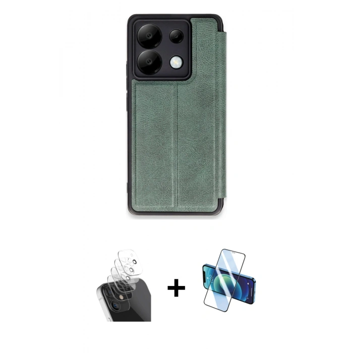 MARSİLYAN™- Redmi Note 13 Pro 5G Kılıf Zirve Yansıma Serisi - Siyah 3D Antistatik Seramik Nano Ekran Koruyucu + Şeffaf Kamera Lens Koruma Cam