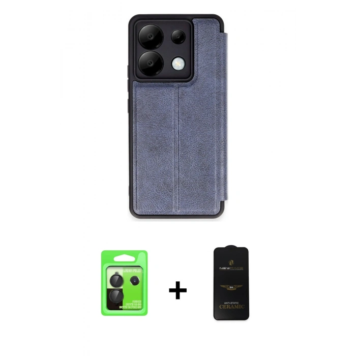 MARSİLYAN™- Redmi Note 13 Pro 5G Kılıf Zirve Yansıma Serisi - Siyah 6D Antistatik Mat Seramik Hayalet Nano Ekran Koruyucu + Raze Metal Kamera Lens - SH