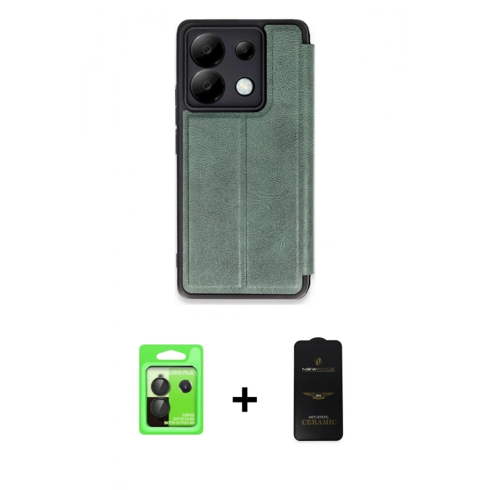 MARSİLYAN™- Redmi Note 13 Pro 5G Kılıf Zirve Yansıma Serisi - Siyah 6D Antistatik Mat Seramik Hayalet Nano Ekran Koruyucu + Raze Metal Kamera Lens - SH