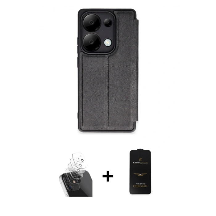MARSİLYAN™- Redmi Note 13 Pro 5G Kılıf Zirve Yansıma Serisi - Siyah 6D Antistatik Mat Seramik Hayalet Nano Ekran Koruyucu + Kamera Lens Koruma Cam - SF