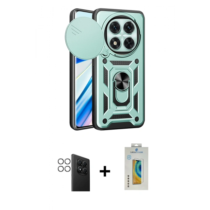 MARSİLYAN™- Redmi Note 14 Pro 4G Kılıf Ahenk Klasik - Şeffaf Polymer Nano Ekran Koruyucu + PVD Metal Kamera Lens - GS