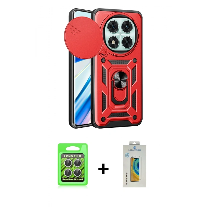 MARSİLYAN™- Redmi Note 14 Pro 4G Kılıf Ahenk Klasik - Şeffaf Polymer Nano Ekran Koruyucu + Raze Metal Kamera Lens - GS