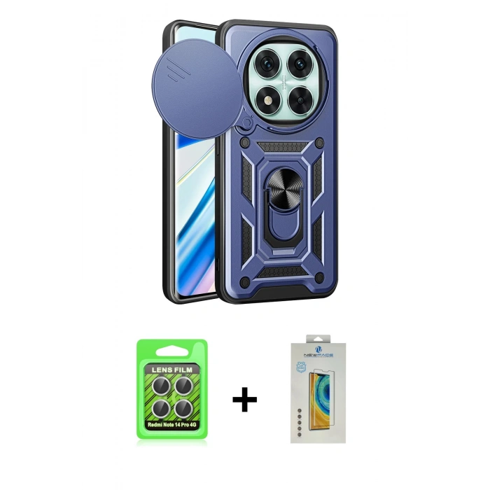 MARSİLYAN™- Redmi Note 14 Pro 4G Kılıf Ahenk Klasik - Şeffaf Polymer Nano Ekran Koruyucu + Raze Metal Kamera Lens - GS