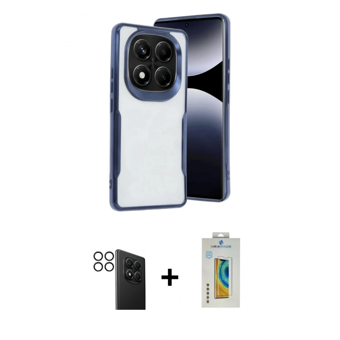 MARSİLYAN™- Redmi Note 14 Pro 4G Kılıf Akış Çizgi Koleksiyonu - Şeffaf Polymer Nano Ekran Koruyucu + PVD Metal Kamera Lens - SH