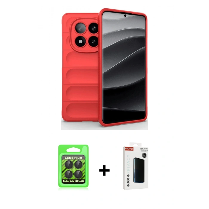 MARSİLYAN™- Redmi Note 14 Pro 4G Kılıf Atlas Koleksiyonu - Şeffaf Hayalet Polymer Nano Ekran Koruyucu + Raze Metal Kamera Lens - SH