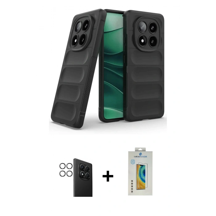 MARSİLYAN™- Redmi Note 14 Pro 4G Kılıf Atlas Koleksiyonu - Şeffaf Polymer Nano Ekran Koruyucu + PVD Metal Kamera Lens - GS