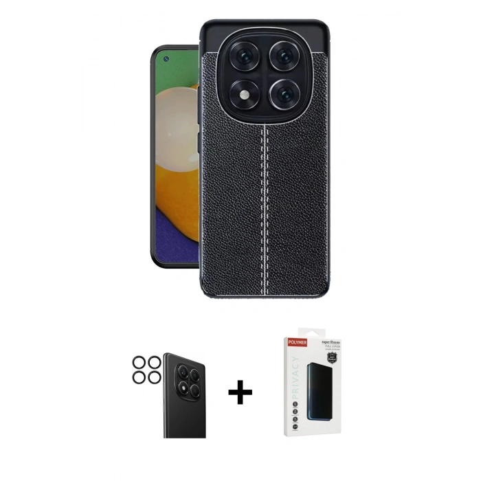 MARSİLYAN™- Redmi Note 14 Pro 4G Kılıf Doruk Klasik Özel Seri - Şeffaf Hayalet Polymer Nano Ekran Koruyucu + PVD Metal Kamera Lens - SH