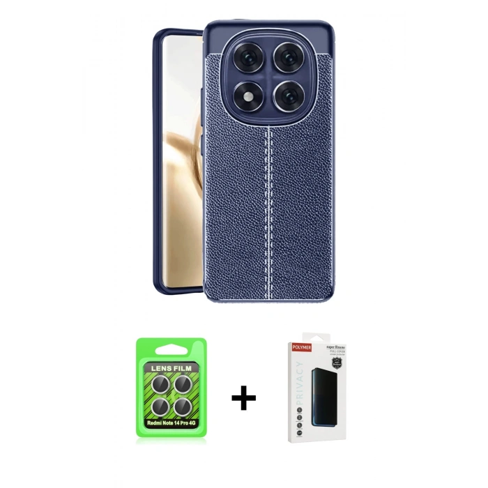 MARSİLYAN™- Redmi Note 14 Pro 4G Kılıf Doruk Klasik Özel Seri - Şeffaf Hayalet Polymer Nano Ekran Koruyucu + Raze Metal Kamera Lens - GS