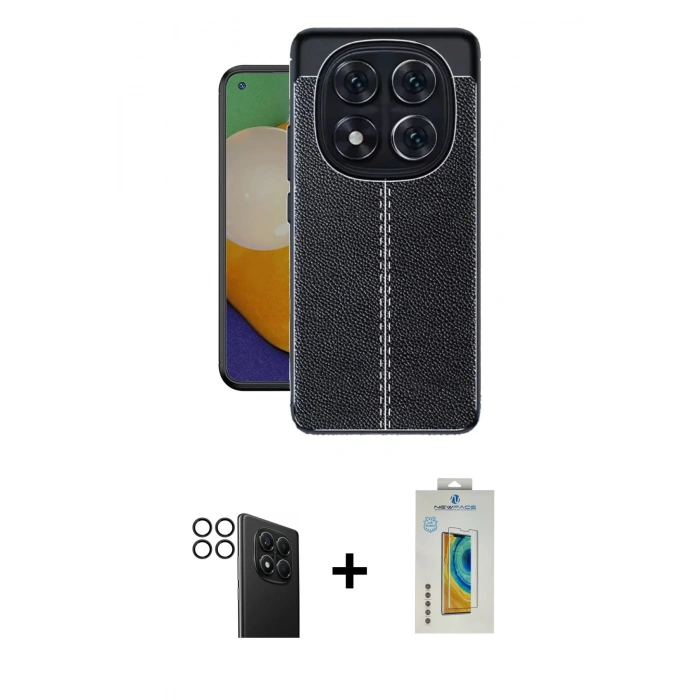 MARSİLYAN™- Redmi Note 14 Pro 4G Kılıf Doruk Klasik Özel Seri - Şeffaf Polymer Nano Ekran Koruyucu + PVD Metal Kamera Lens - SH