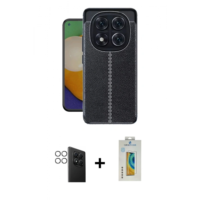 MARSİLYAN™- Redmi Note 14 Pro 4G Kılıf Doruk Klasik Özel Seri - Şeffaf Polymer Nano Ekran Koruyucu + PVD Metal Kamera Lens - GS