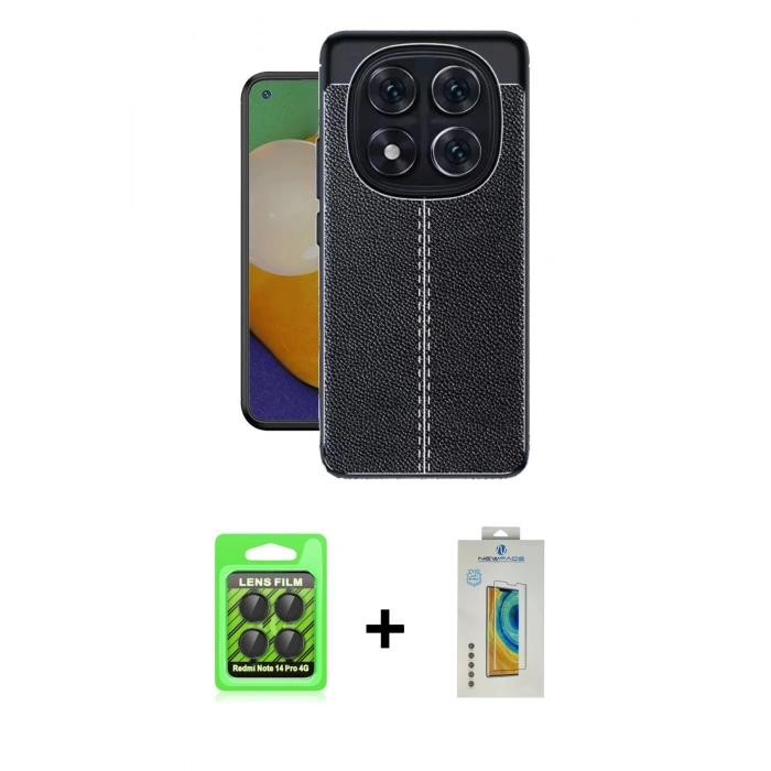 MARSİLYAN™- Redmi Note 14 Pro 4G Kılıf Doruk Klasik Özel Seri - Şeffaf Polymer Nano Ekran Koruyucu + Raze Metal Kamera Lens - SH