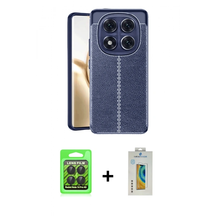 MARSİLYAN™- Redmi Note 14 Pro 4G Kılıf Doruk Klasik Özel Seri - Şeffaf Polymer Nano Ekran Koruyucu + Raze Metal Kamera Lens - SH