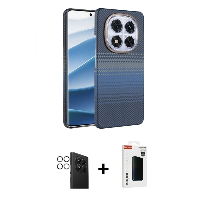 MARSİLYAN™- Redmi Note 14 Pro 4G Kılıf Doruk Serisi - Şeffaf Hayalet Polymer Nano Ekran Koruyucu + PVD Metal Kamera Lens - GS