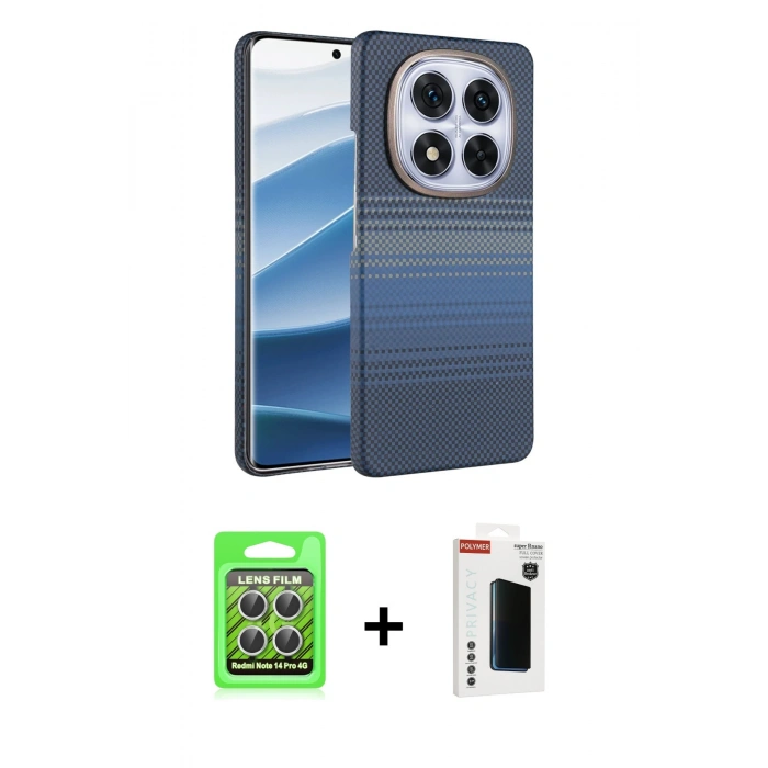 MARSİLYAN™- Redmi Note 14 Pro 4G Kılıf Doruk Serisi - Şeffaf Hayalet Polymer Nano Ekran Koruyucu + Raze Metal Kamera Lens - GS