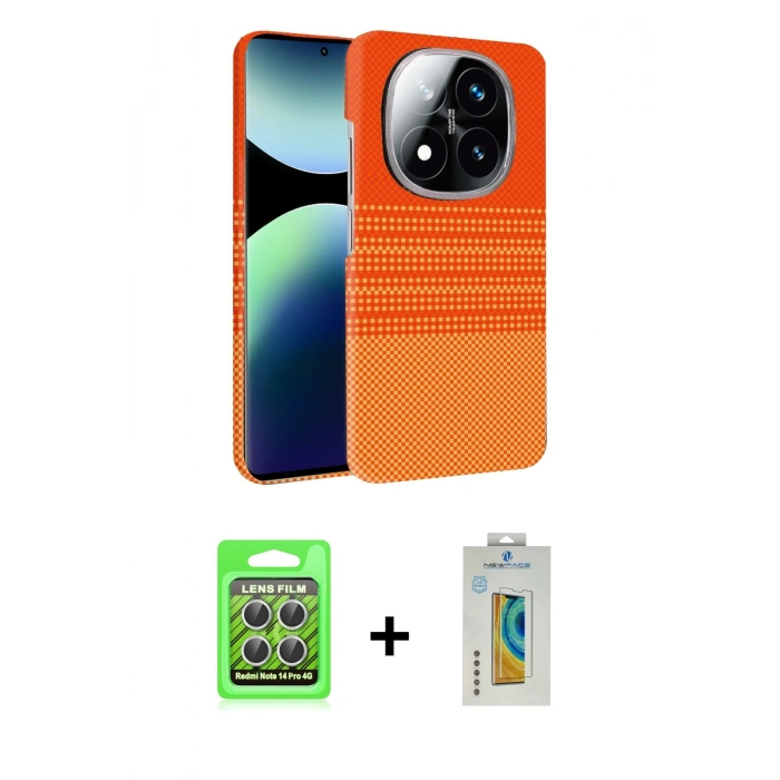 MARSİLYAN™- Redmi Note 14 Pro 4G Kılıf Doruk Serisi - Şeffaf Polymer Nano Ekran Koruyucu + Raze Metal Kamera Lens - GS