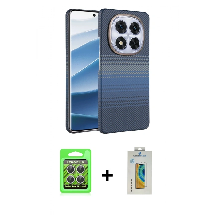 MARSİLYAN™- Redmi Note 14 Pro 4G Kılıf Doruk Serisi - Şeffaf Polymer Nano Ekran Koruyucu + Raze Metal Kamera Lens - GS