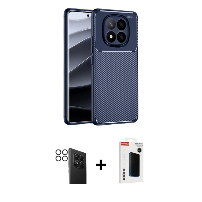 MARSİLYAN™- Redmi Note 14 Pro 4G Kılıf Eksen Form Prime - Şeffaf Hayalet Polymer Nano Ekran Koruyucu + PVD Metal Kamera Lens - SH