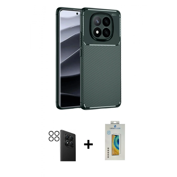 MARSİLYAN™- Redmi Note 14 Pro 4G Kılıf Eksen Form Prime - Şeffaf Polymer Nano Ekran Koruyucu + PVD Metal Kamera Lens - SH