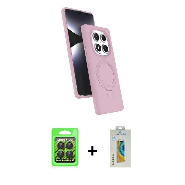 MARSİLYAN™- Redmi Note 14 Pro 4G Kılıf İz Işık Koleksiyonu - Şeffaf Polymer Nano Ekran Koruyucu + Raze Metal Kamera Lens - SH