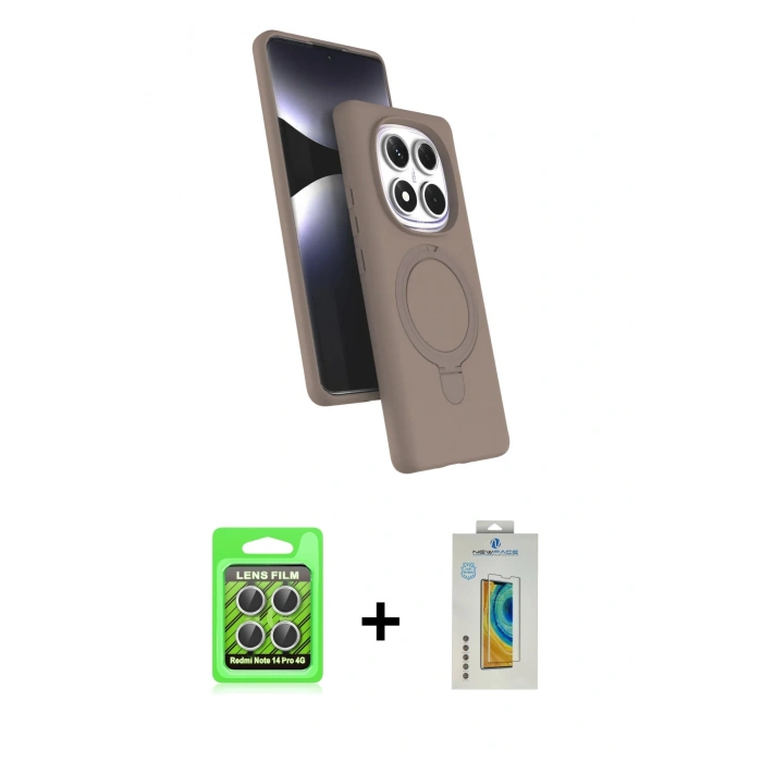 MARSİLYAN™- Redmi Note 14 Pro 4G Kılıf İz Işık Koleksiyonu - Şeffaf Polymer Nano Ekran Koruyucu + Raze Metal Kamera Lens - GS