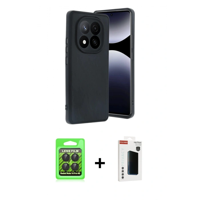 MARSİLYAN™- Redmi Note 14 Pro 4G Kılıf Kıvılcım Işık Serisi - Şeffaf Hayalet Polymer Nano Ekran Koruyucu + Raze Metal Kamera Lens - SH