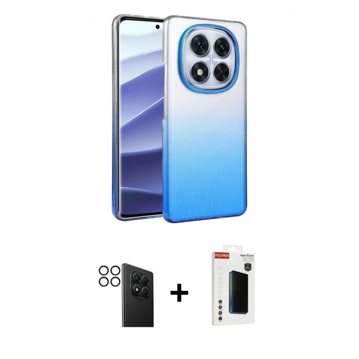 MARSİLYAN™- Redmi Note 14 Pro 4G Kılıf Kıvılcım Minimal Özel Seri - Şeffaf Hayalet Polymer Nano Ekran Koruyucu + PVD Metal Kamera Lens - SH