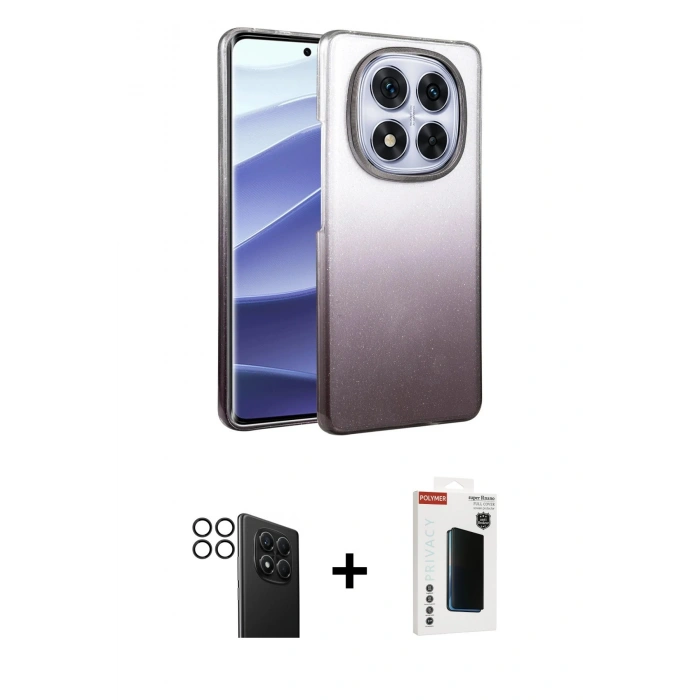 MARSİLYAN™- Redmi Note 14 Pro 4G Kılıf Kıvılcım Minimal Özel Seri - Şeffaf Hayalet Polymer Nano Ekran Koruyucu + PVD Metal Kamera Lens - SH