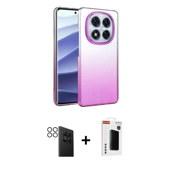 MARSİLYAN™- Redmi Note 14 Pro 4G Kılıf Kıvılcım Minimal Özel Seri - Şeffaf Hayalet Polymer Nano Ekran Koruyucu + PVD Metal Kamera Lens - SH