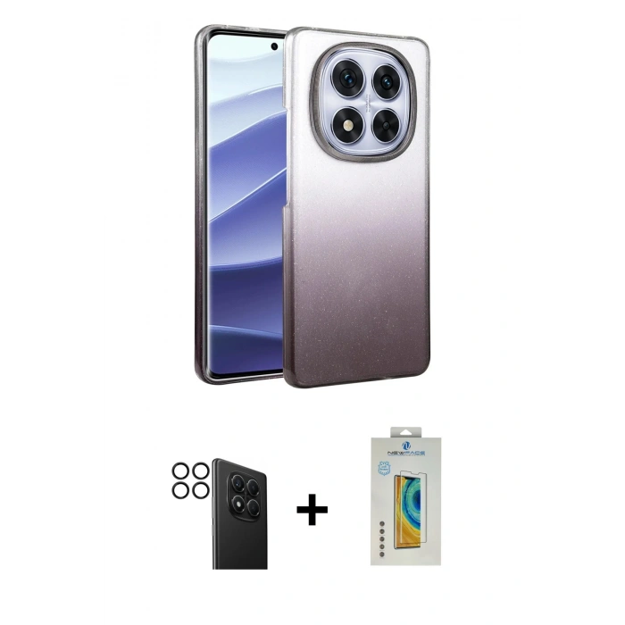 MARSİLYAN™- Redmi Note 14 Pro 4G Kılıf Kıvılcım Minimal Özel Seri - Şeffaf Polymer Nano Ekran Koruyucu + PVD Metal Kamera Lens - SH