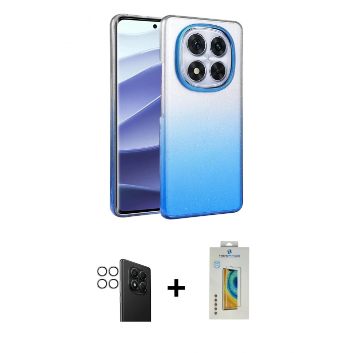 MARSİLYAN™- Redmi Note 14 Pro 4G Kılıf Kıvılcım Minimal Özel Seri - Şeffaf Polymer Nano Ekran Koruyucu + PVD Metal Kamera Lens - GS