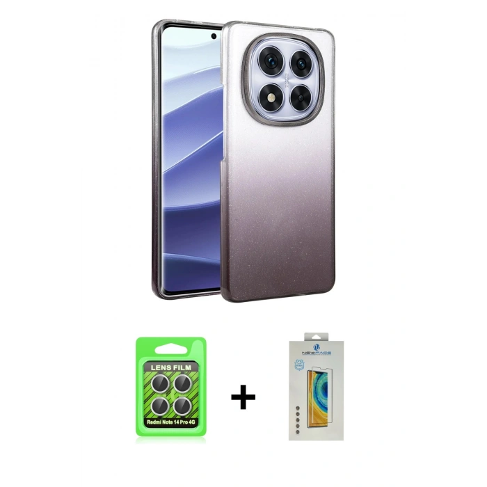 MARSİLYAN™- Redmi Note 14 Pro 4G Kılıf Kıvılcım Minimal Özel Seri - Şeffaf Polymer Nano Ekran Koruyucu + Raze Metal Kamera Lens - GS