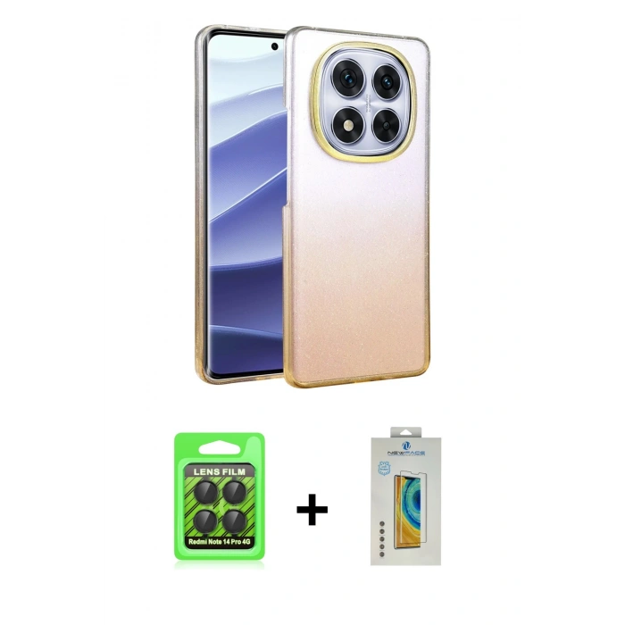 MARSİLYAN™- Redmi Note 14 Pro 4G Kılıf Kıvılcım Minimal Özel Seri - Şeffaf Polymer Nano Ekran Koruyucu + Raze Metal Kamera Lens - SH