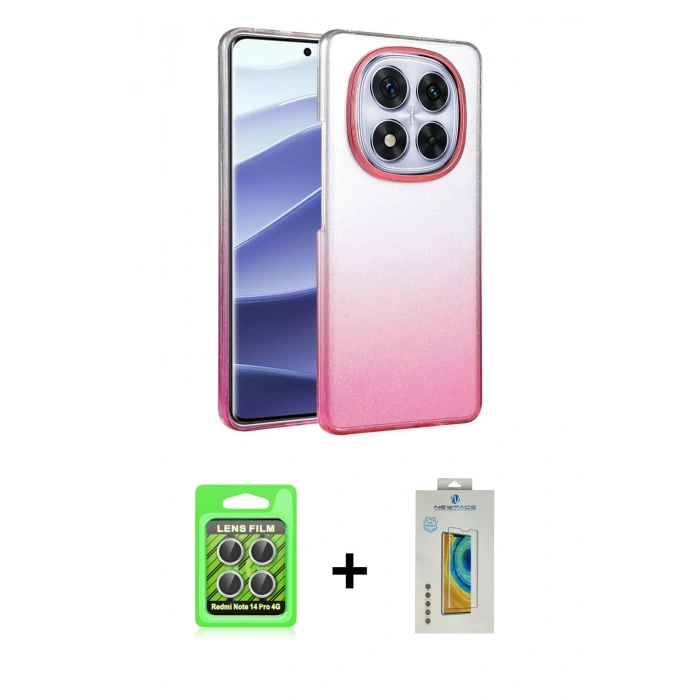MARSİLYAN™- Redmi Note 14 Pro 4G Kılıf Kıvılcım Minimal Özel Seri - Şeffaf Polymer Nano Ekran Koruyucu + Raze Metal Kamera Lens - GS