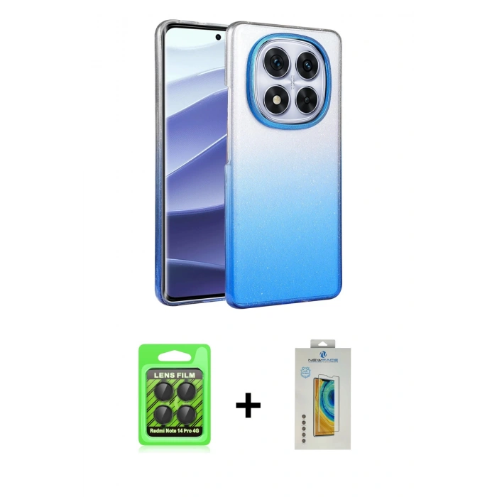 MARSİLYAN™- Redmi Note 14 Pro 4G Kılıf Kıvılcım Minimal Özel Seri - Şeffaf Polymer Nano Ekran Koruyucu + Raze Metal Kamera Lens - SH