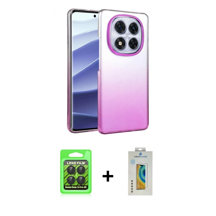 MARSİLYAN™- Redmi Note 14 Pro 4G Kılıf Kıvılcım Minimal Özel Seri - Şeffaf Polymer Nano Ekran Koruyucu + Raze Metal Kamera Lens - SH