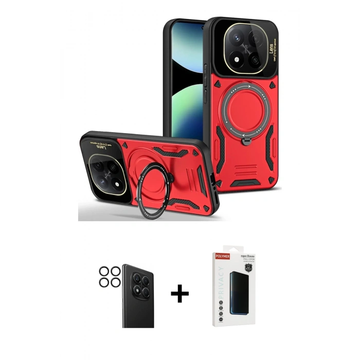 MARSİLYAN™- Redmi Note 14 Pro 4G Kılıf Kıvılcım Modern Serisi - Şeffaf Hayalet Polymer Nano Ekran Koruyucu + PVD Metal Kamera Lens - SH